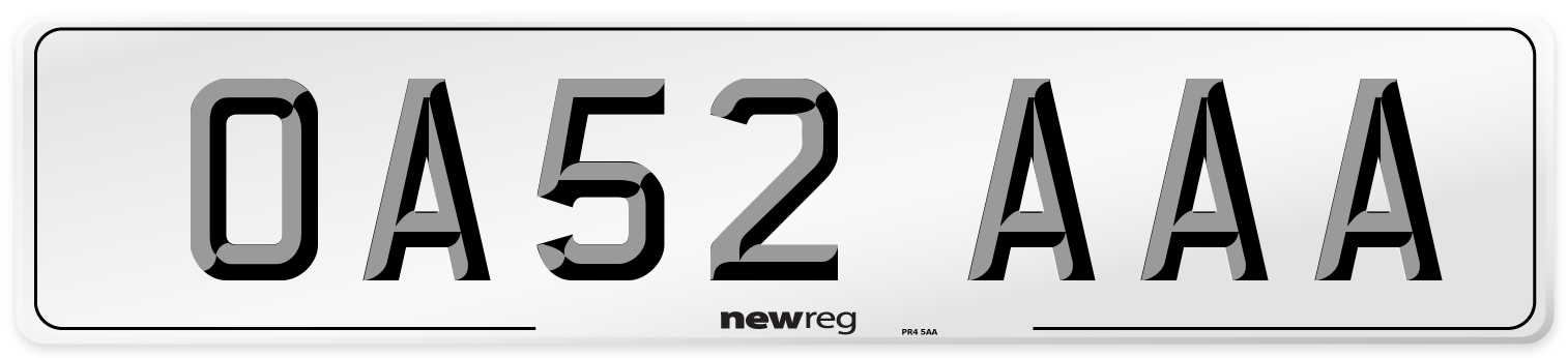 OA52 AAA Number Plate from New Reg